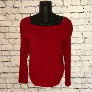 Red Lace Shoulder Blouse